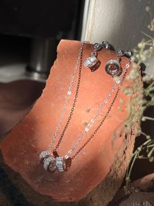 Pure 925 Silver Chain With Pendent And Eaarings