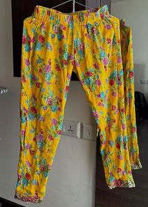 Floral Print Yellow Pants