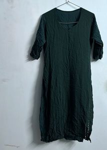 Dark Green Chikankari Kurti