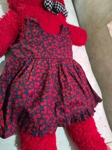 Frock For Children Printed Black And Red