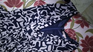 Blue And White Geomatrical Print Georgette Dress