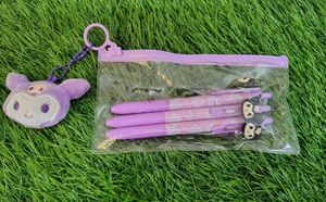 Set Of 3 Kuromi Gel Pens With Pouch