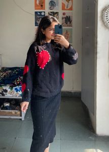 Heart Embellished Sweater