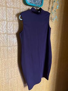 Purple Mock Neck Sleeveless Dress