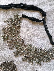 Silver Floral Necklace Set