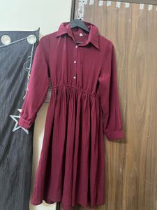 Maroon Shirt Dress