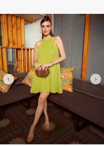 Halter Neck Pleated Dress
