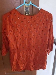 Formal Round neck brown women top