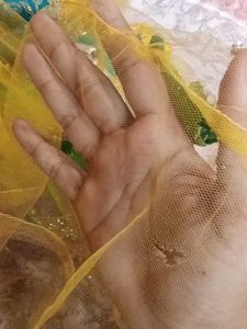 Yellow+bottle Green Lehenga choli/ Half Saree