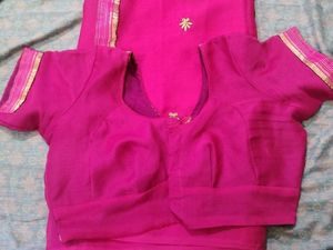 Pink Crepe Embroidered Saree With Blouse