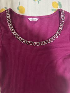 Elegant Purple Embellished Top
