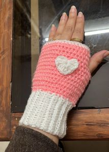 Heart Crochet Fingerless Gloves