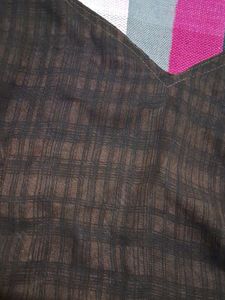 Blouse Coffee Brown With Border Of Cream Design