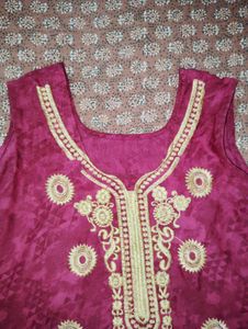 Maroon Embroidered Kurti