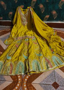 Elegant Yellow Sharara Suit with parsh and duppata