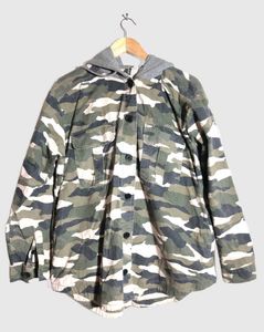 H&amp;M Divided Hooded Camo Shirt Shacket