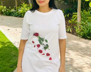 White Dress with Delicate Rose Applique