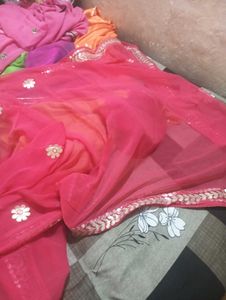 Elegant Pink Embellished Saree