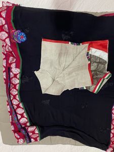 Saree With Semi Stitched Blouse