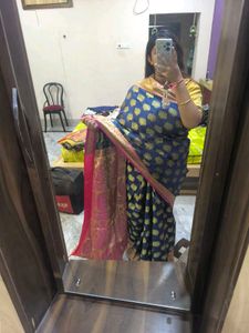 Elegant Blue &amp; Pink Saree