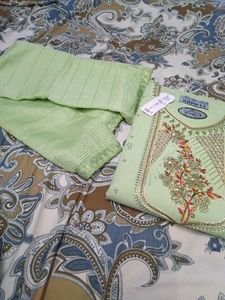 Pista Green Colour Dress Material Beautiful