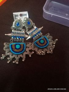 Long Oxidized Earring