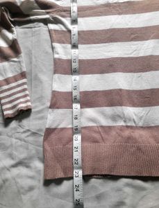 Rue21 Brown &amp; White Striped Sweater Women&#39;s Top M