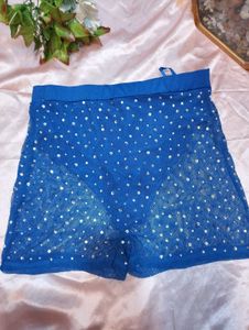 Blue Sequin Shorts