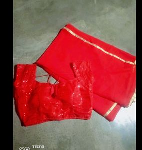 Red Saree With Blause❤