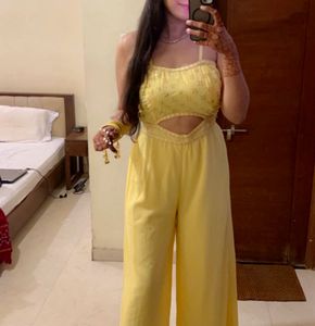 Indo Street Yellow Cutout Jumpsuit