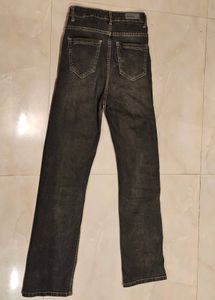 Grey High-waist straight leg jeans