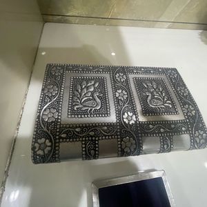 Vintage Silver Tone Jewelry Box