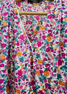 Floral Mini Puffed Sleeves Dress