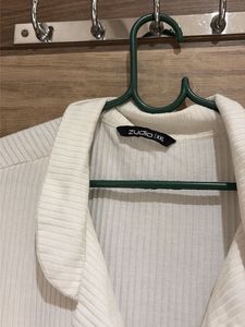 unisex White Button-Down Short Sleeve Shirt