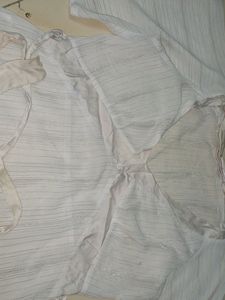 Off White 🤍 Top With Silver Satin Work