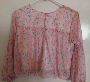 Floral Print Top, baby pink