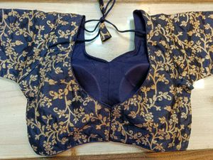 Elegant Blue &amp; Gold Blouse