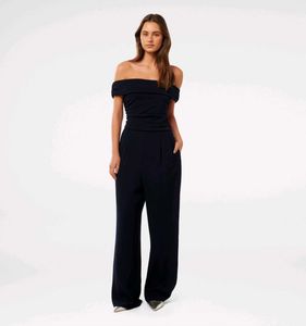 Navy Blue Ribbed Pattern Jumpsuit
