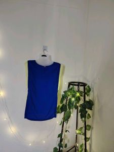 Blue Sleeveless Two-toned Top