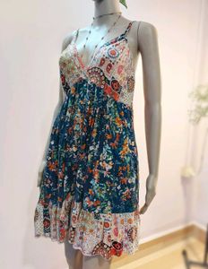 Boho Floral Print Top Mini Dress