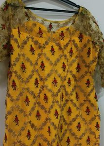 Yellow Embroidered Saraha Set Suit
