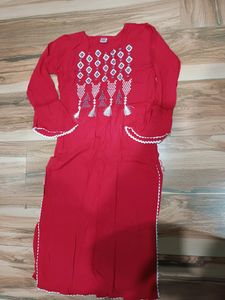 Red Beautiful Embroidery Kurti