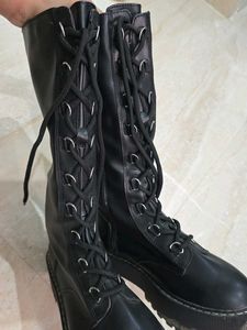 H&amp;M Black Chunky Lace Boots