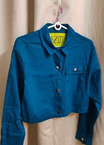 Blue Cropped Jacket