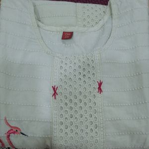 Designer Off White Kurti