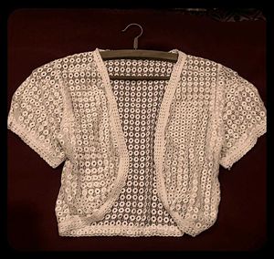 White Lace Cropped Cardigan