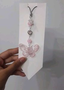 Pink Butterfly Phone Charm