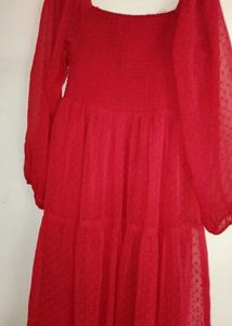 Red Sheer Dot Dress