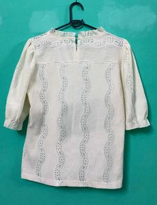Cut- Out White Embroidered Top