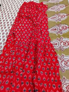 Red Printed Ethnic Skirt